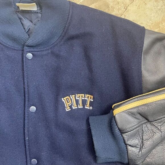 ADIDAS VINTAGE Y2K PITT PANTHERS WOOL BLEND NCAA LETTERMAN JACKET MEN'S MEDIUM - Picture 7 of 11